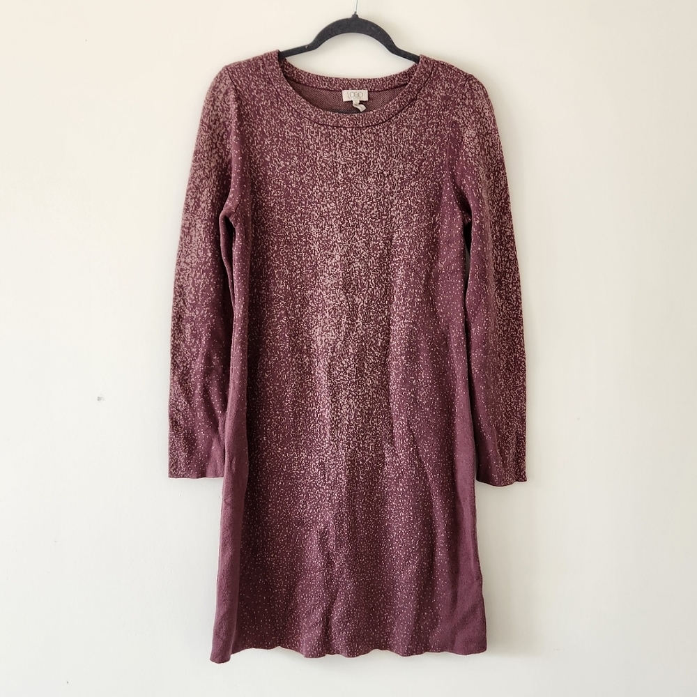 LOGO Lori Goldstein Dress Speckled Long Sleeve Sweater Dress Pink Small